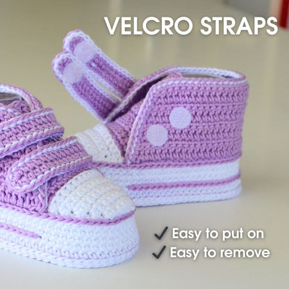 Crochet baby booties with velcro straps – easy baby sneaker crochet pattern