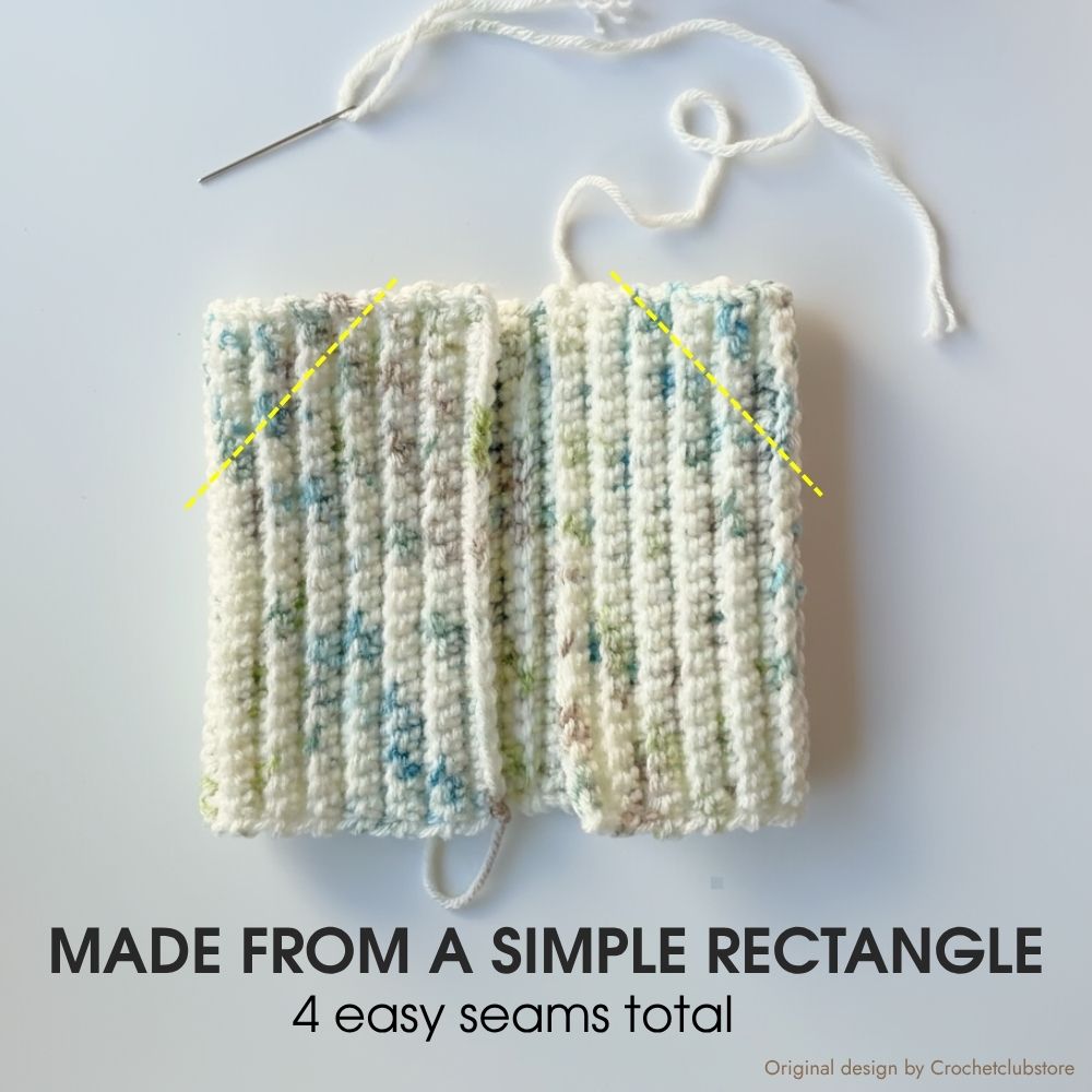 Rectangular ribbed crochet panel showing simple construction of baby hat