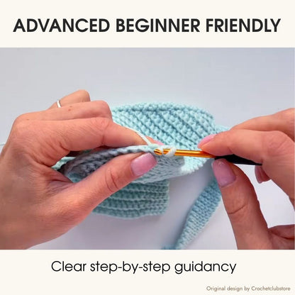 Crochet baby hat pattern in progress, step by step guidance for advanced beginners, video supported pattern