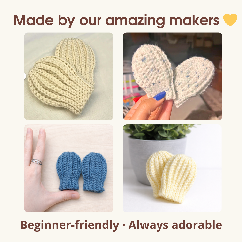 Crochet baby mittens made by customers, community crochet projects, beginner friendly crochet mittens results