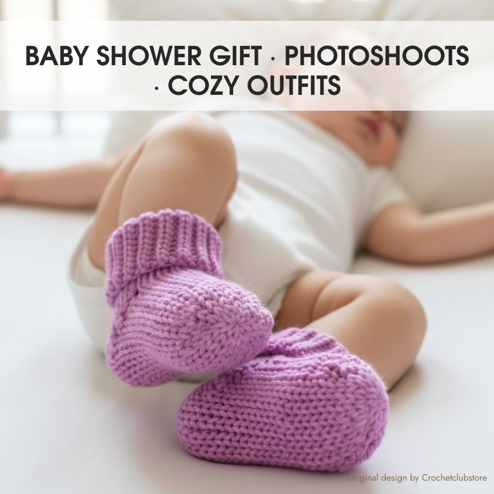 Handmade crochet baby socks for baby shower gift, cozy winter baby outfit idea