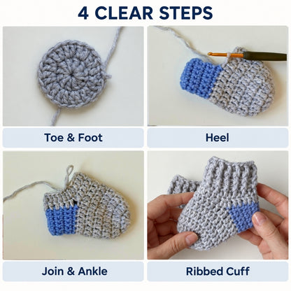 Ribbed Baby Socks Crochet Pattern – 3 Sizes