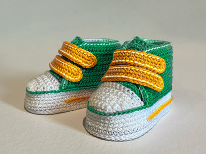 Crochet high top baby sneakers pattern, newborn Velcro booties