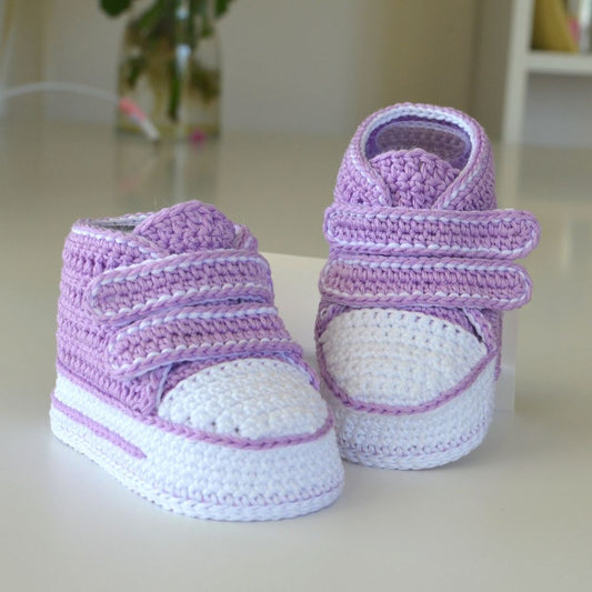 Häkelmuster für hohe Baby-Sneakers, Baby-Klettverschluss-Schuhe
