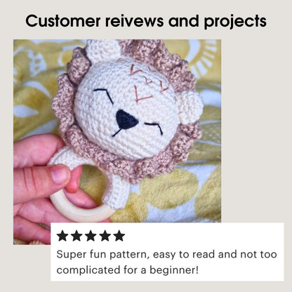 Lion baby rattle crochet pattern