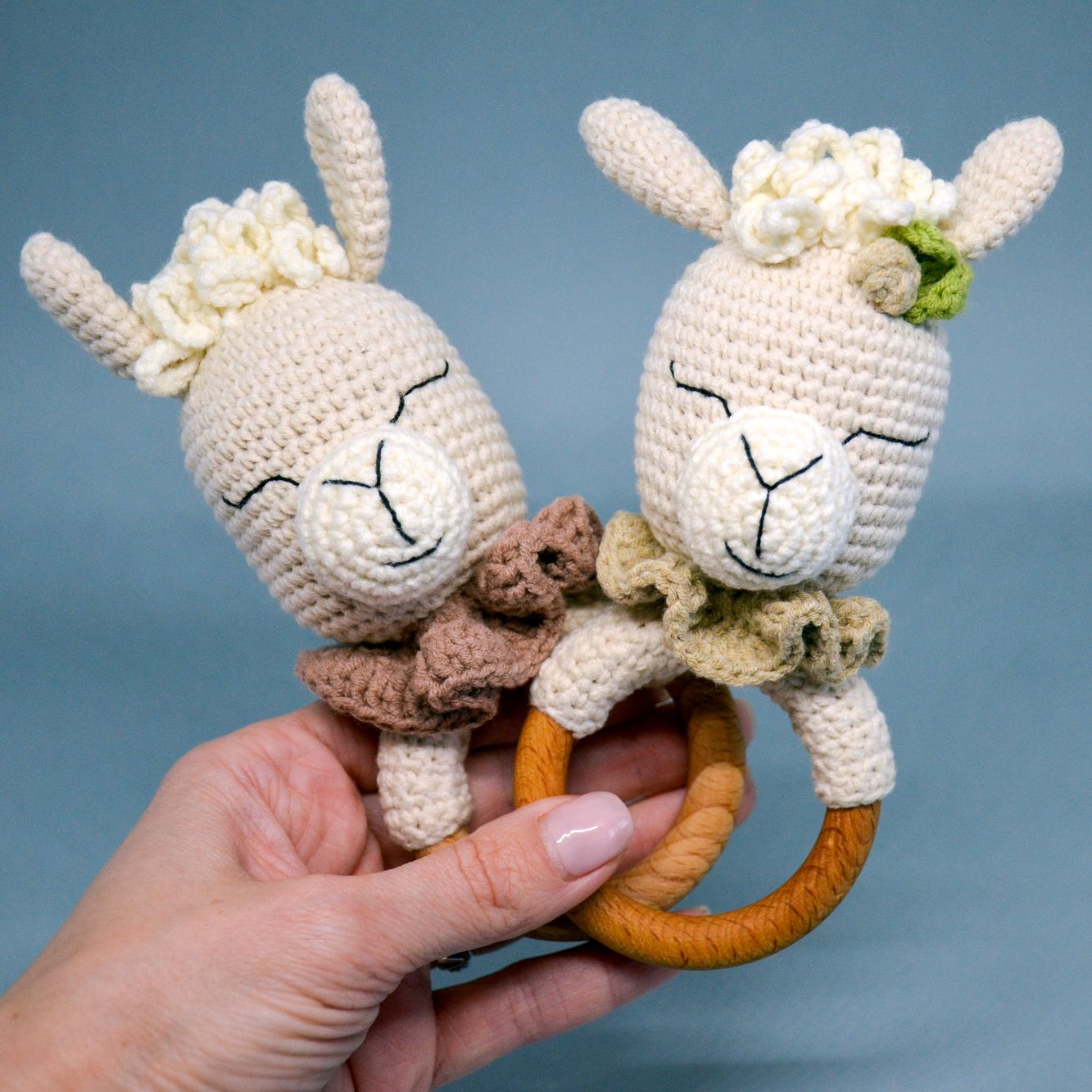 llama rattle toys crochet pattern