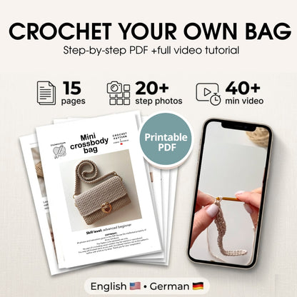 Structured crochet crossbody bag pattern PDF
