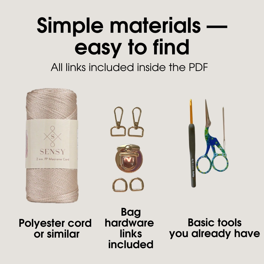 Structured crochet crossbody bag pattern PDF