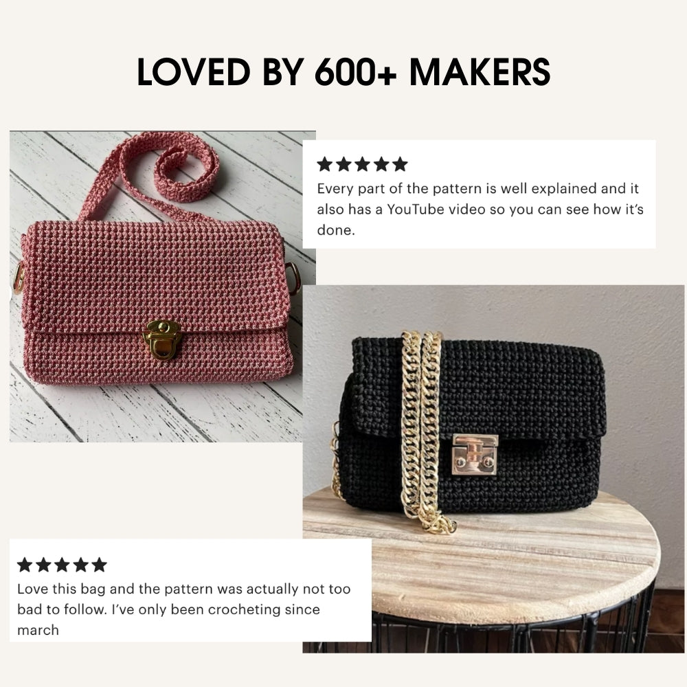 Structured crochet crossbody bag pattern PDF