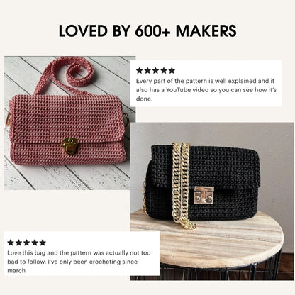 Structured crochet crossbody bag pattern PDF