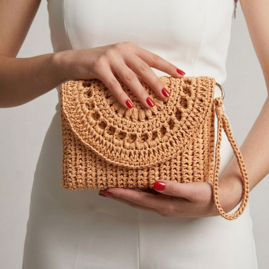 Crochet raffia clutch bag pattern PDF