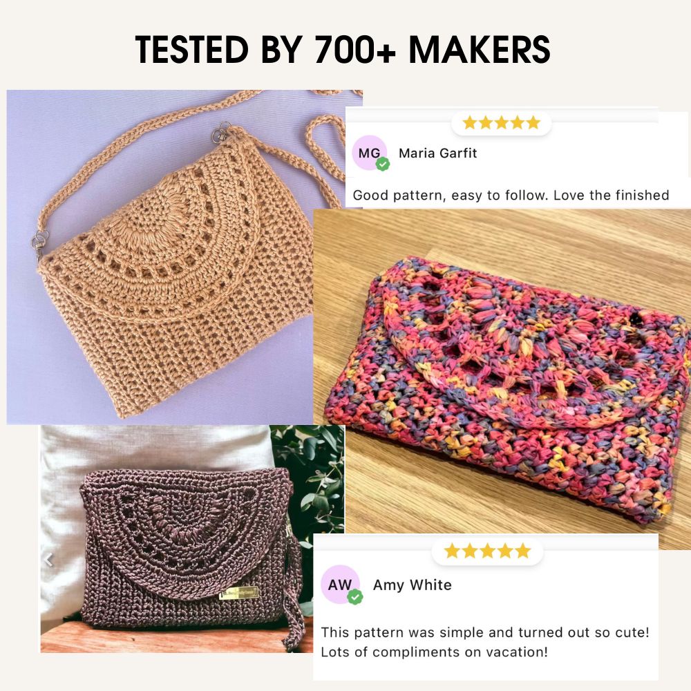 Crochet raffia clutch bag pattern PDF