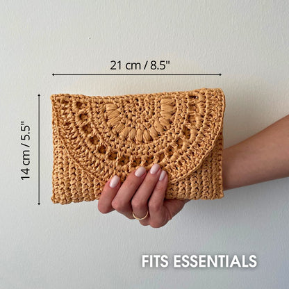 Crochet raffia clutch bag pattern PDF