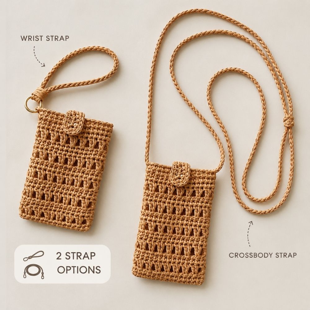 Easy DIY phone bag pattern with wrist strap and crossbody option