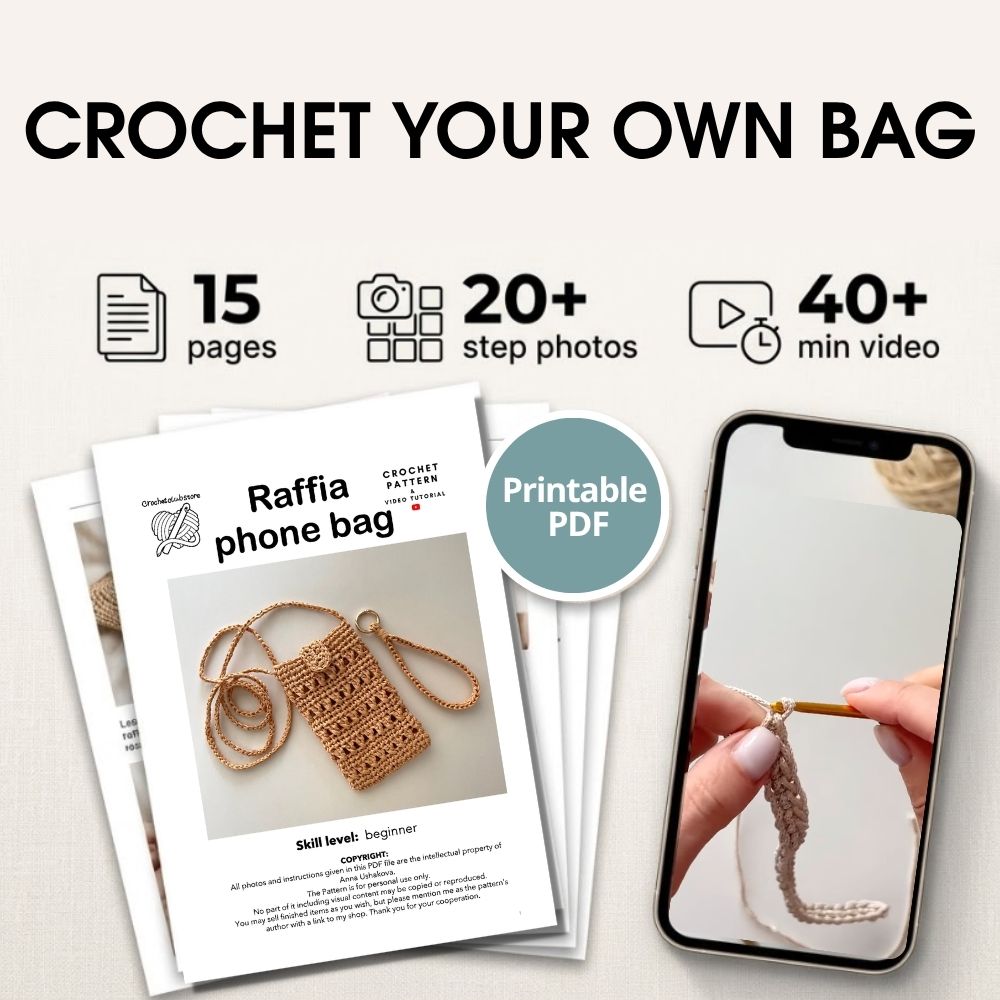 Crochet raffia phone bag PDF