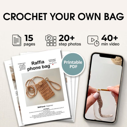 Crochet raffia phone bag PDF