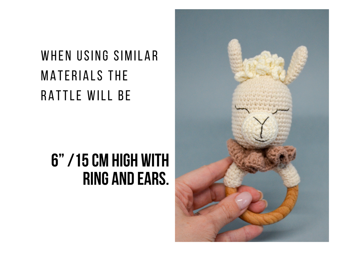 size of amigurumi llama rattle