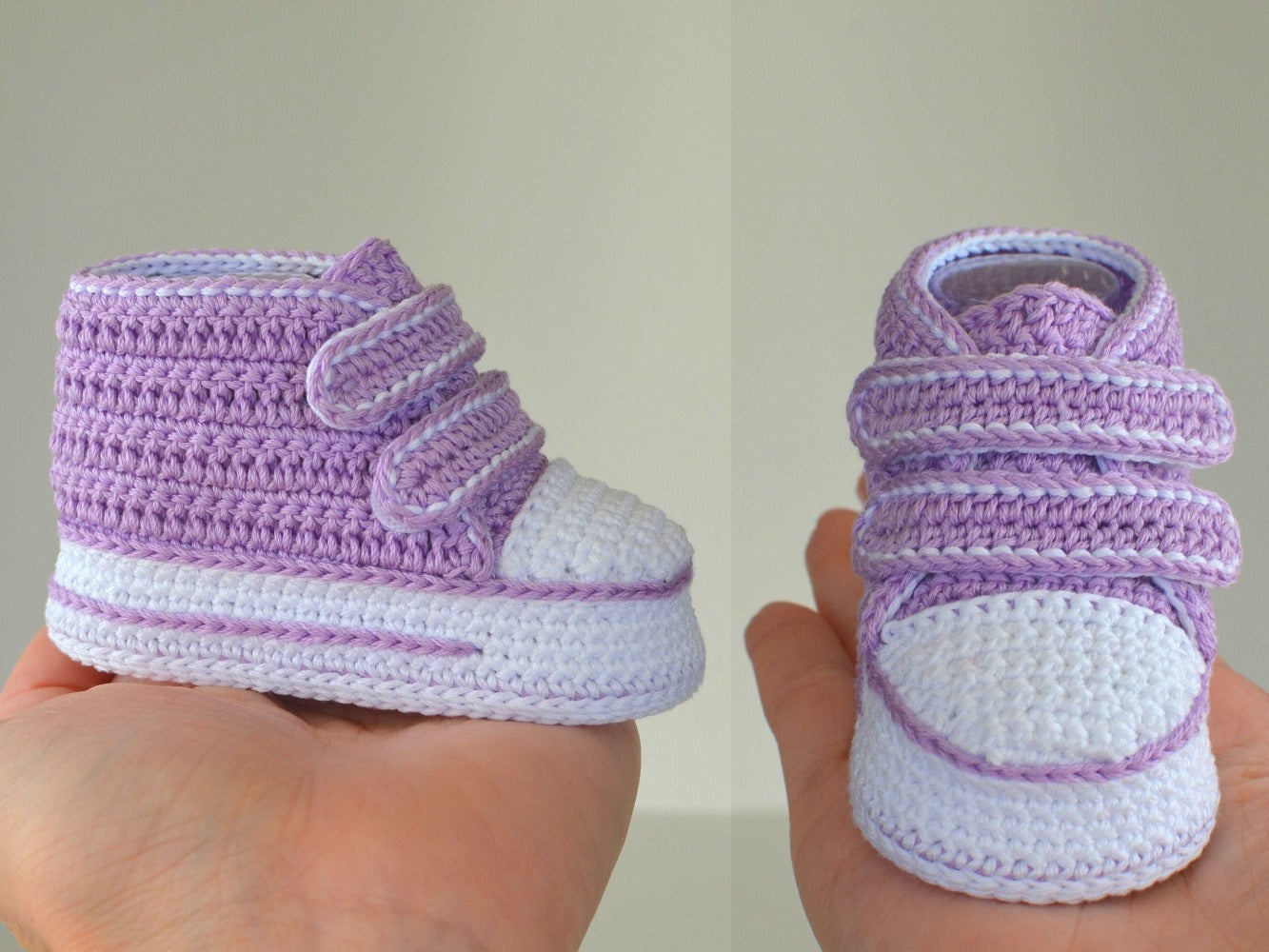 Crochet high top baby sneakers pattern, newborn Velcro booties