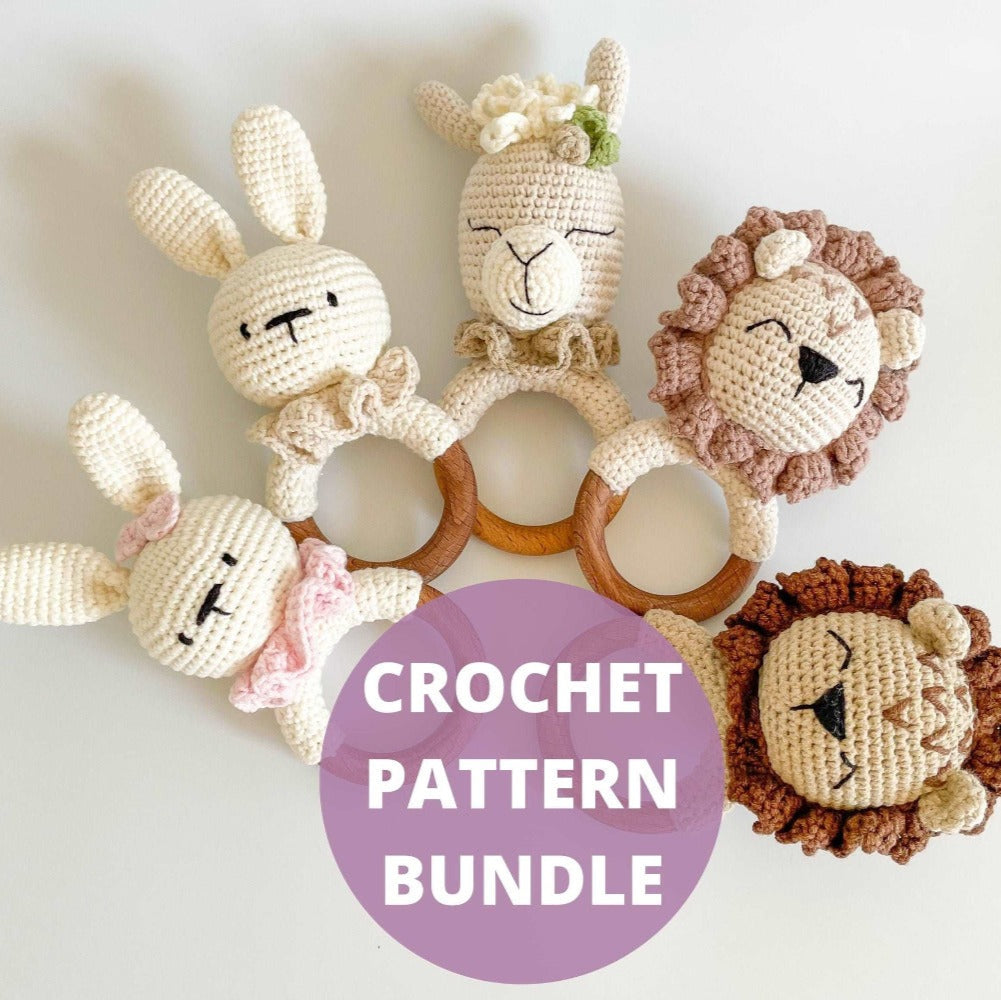 Amigurumi Baby Rattle - Bunny, Lion, Lama