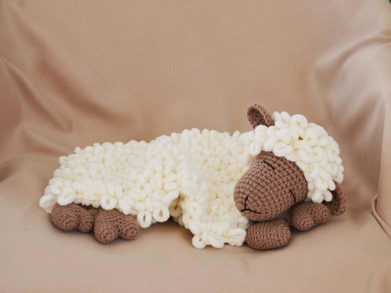 Baby lovey crochet pattern, lamb baby security blanket