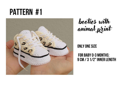 Crochet baby booties patterns bundle, set of 4 sneakers