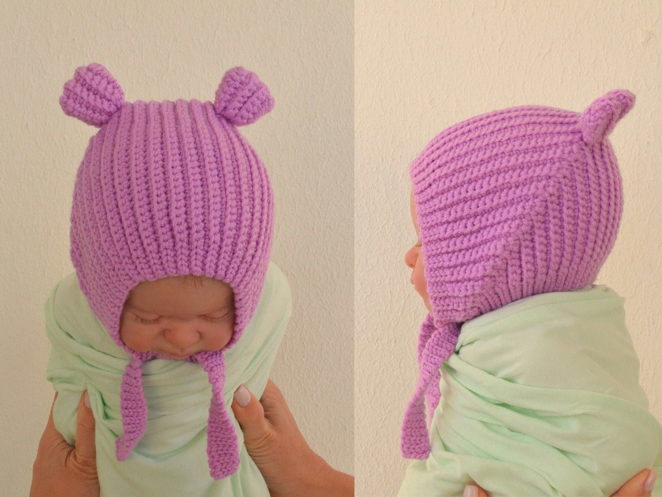 Bear ear bonnet crochet pattern