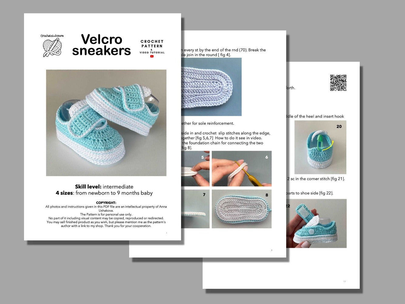 Crochet baby velcro sneakers pattern