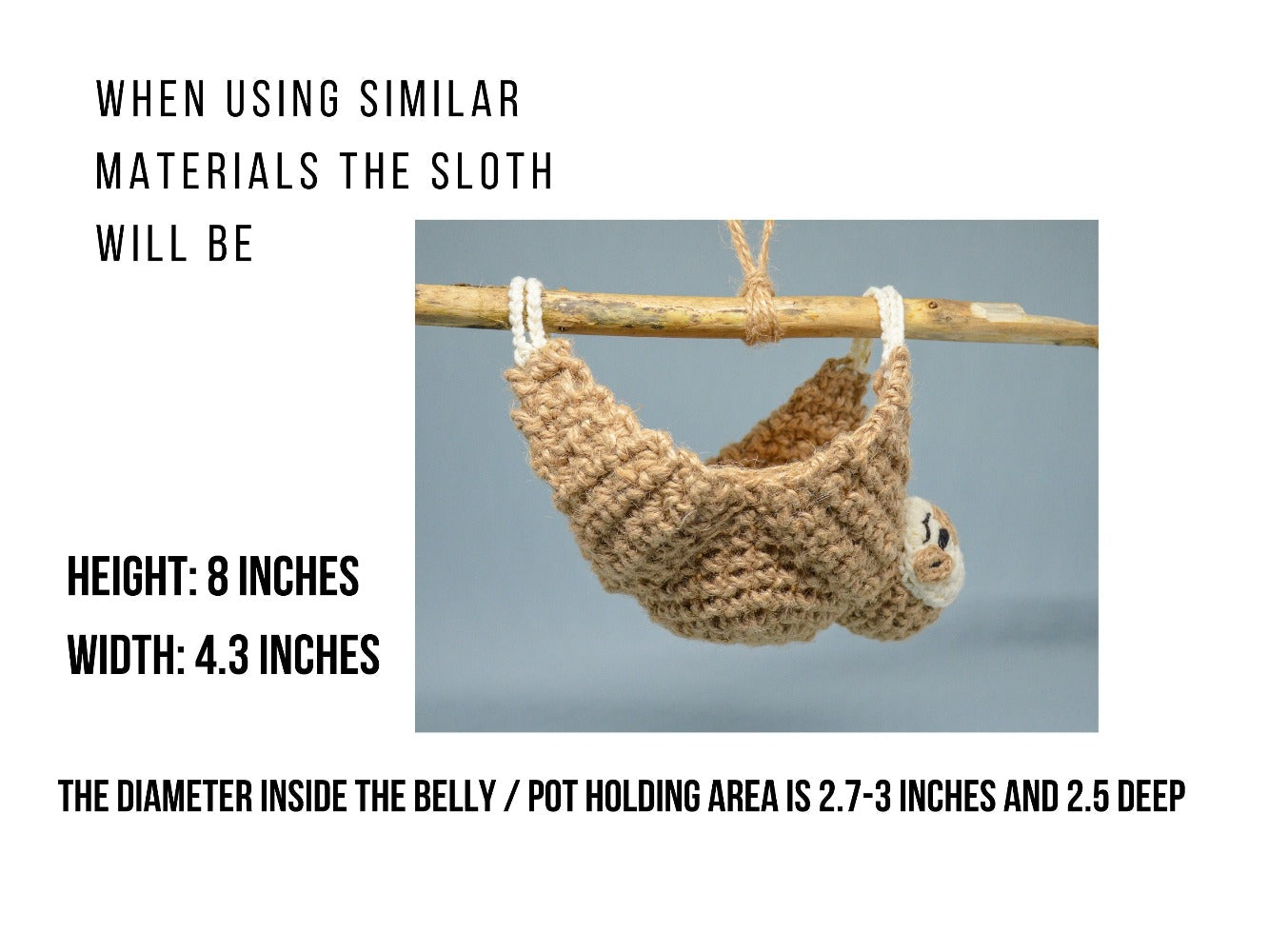 Size of The Sloth Hanging Plant Hanger