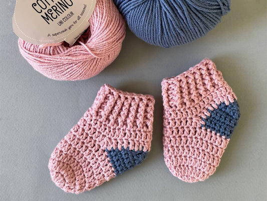 Baby socks crochet pattern for 0-3 months
